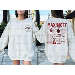 wanda maximoff sweatshirt, maximoff 1989 t-shirt, marvel shirt, scarlet witch, super hero tee, avengers sweatshirt, wand