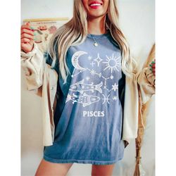 pisces zodiac tee, pisces  zodiac gift, zodiac birthday, zodiac shirt, vintage inspired cotton t-shirt, unisex tee, comf