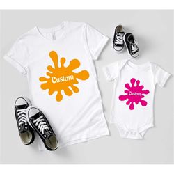 custom paint splatter onesie, kids birthday tshirts, personalized kids gifts, paint splatter art toddler tees, customize