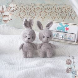 Mini Bunny toy, Rabbit plush animal, Crochet rabbit toy, Photo props toy, Stuffed toy for Dollhouse