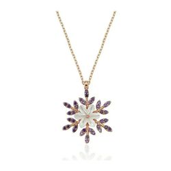 Amethyst Stone Snowflake Necklace, Snowflake Pendant, Necklace for Women, Gift for Her, 925 Silver Floral Necklace, Sale