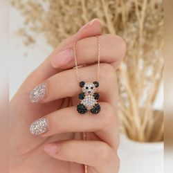 Panda Necklace, 925 Sterling Silver Necklace, Necklace for Women, Gift for Her, Birthday Gift, Panda Jewelry, Sale