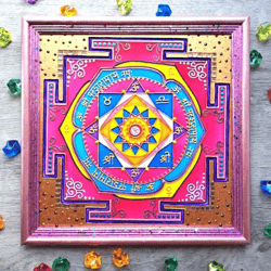 Venus Shukra yantra Handpainted Vedic astrology Vastu Jyotish Stained glass Mandala Yoga Spiritual gift Love amulet