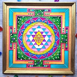 Shri Yantra Vedic astrology Original Meditation art Sacral geometry Yoga Tantra Vastu Handpainted wall decor Vegan