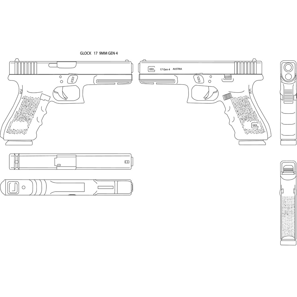 GLOCK 17 9MM Gen 4 line art vector file.jpg