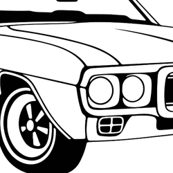 Pontiac Firebird 1969 car vector file line art .Black white vector outline or line art file