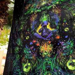 Blacklight Tapestry 'Liberty Cap' Mystery Art Forest Decor Trippy poster Psychedelic painting Mushroom canvas