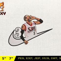 nike iverson embroidery design, nba basketball embroidery design, machine embroidery design, nba team , instant download