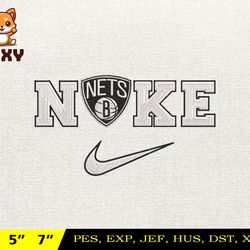 nike brooklyn embroidery design, nba basketball embroidery design, machine embroidery design, nba team, instant download