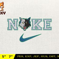 nike minnesota embroidery design, basketball embroidery design, machine embroidery design, nba team, instant download