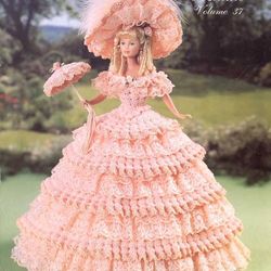 Barbie Doll clothes Crochet patterns - 1848 Georgia Peach - Collector Costume Vintage pattern PDF Instant download