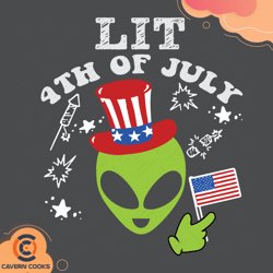 lit fourth of july svg, fourth of july, alien svg,
