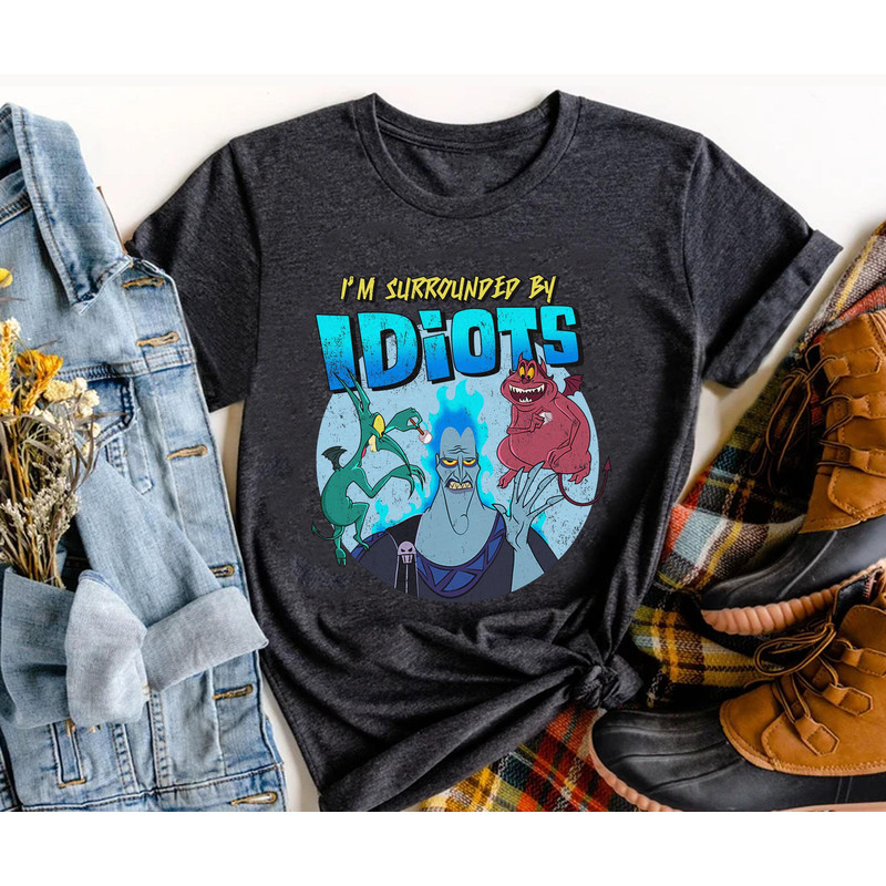 Retro 90s Hades Pain And Panic Shirt I'm Surrounded By Idiots Hercules Disney T-shirt Magic Kingdom Disneyland Trip Family Vacation Gift - 2.jpg