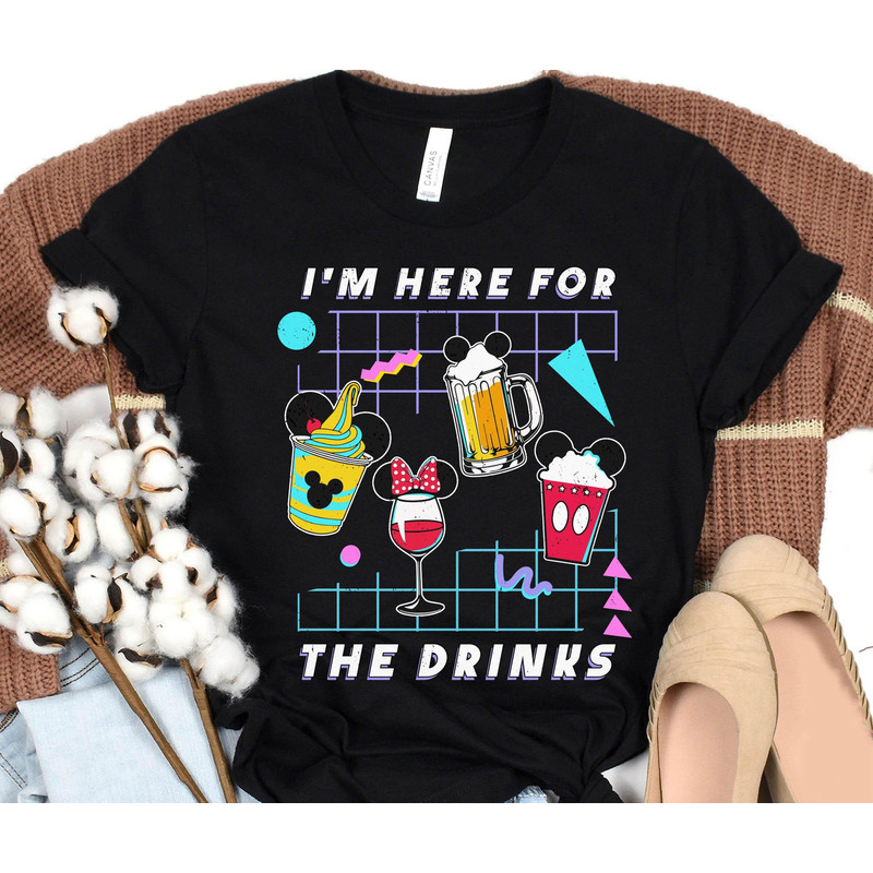 Retro 90s I'm Here for The Snacks Drinks Mickey Minnie Shirt  Disney Couple Matching T-shirt  Epcot Park  Walt Disney World Trip Outfits - 3.jpg
