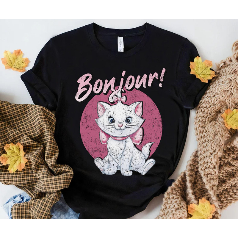 Retro 90s Marie Bonjour Shirt The White Kitten Disney Aristocats T-shirt Magic Kingdom Disneyland Trip Family Vacation Holiday Gift - 1.jpg