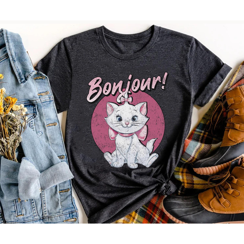Retro 90s Marie Bonjour Shirt The White Kitten Disney Aristocats T-shirt Magic Kingdom Disneyland Trip Family Vacation Holiday Gift - 2.jpg