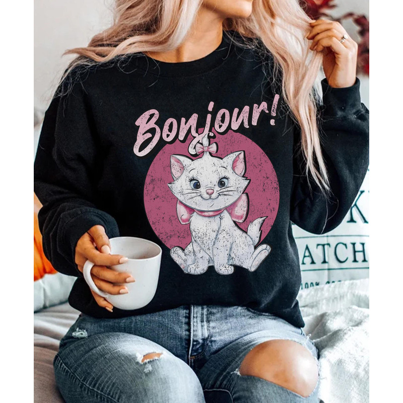 Retro 90s Marie Bonjour Shirt The White Kitten Disney Aristocats T-shirt Magic Kingdom Disneyland Trip Family Vacation Holiday Gift - 4.jpg