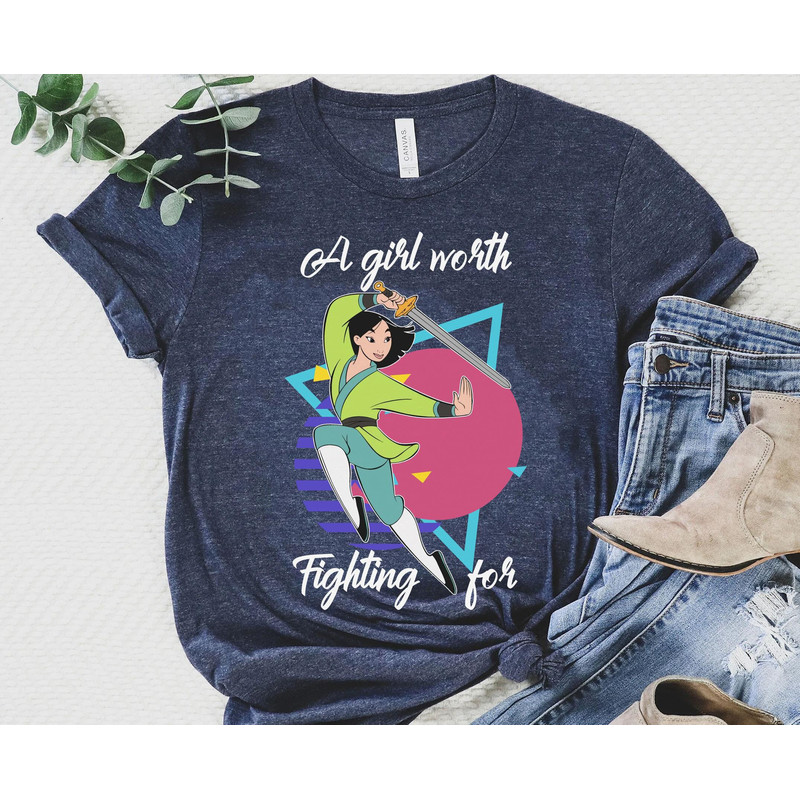 Retro 90s Mulan A Girl Worth Fighting For Shirt Disney Girls T-shirt Mulan Disney Movie Walt Disney World Disneyland Trip Outfits - 2.jpg