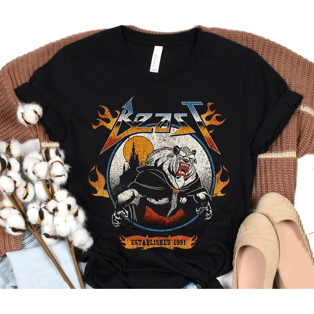 Retro Beauty and the Beast Metal Rock Shirt Walt Disney World T-shirt Rock Music Magic Kingdom Park Disneyland Trip Gift - 1.jpg