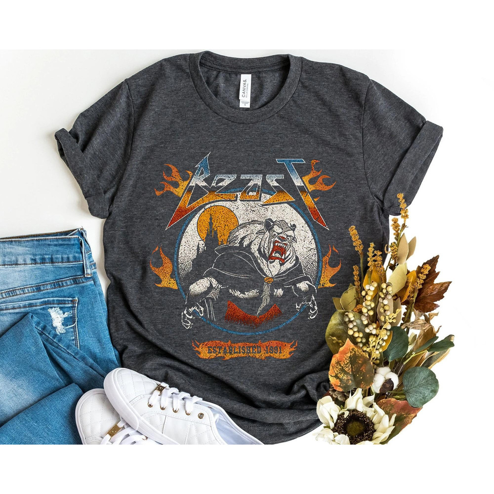 Retro Beauty and the Beast Metal Rock Shirt Walt Disney World T-shirt Rock Music Magic Kingdom Park Disneyland Trip Gift - 5.jpg