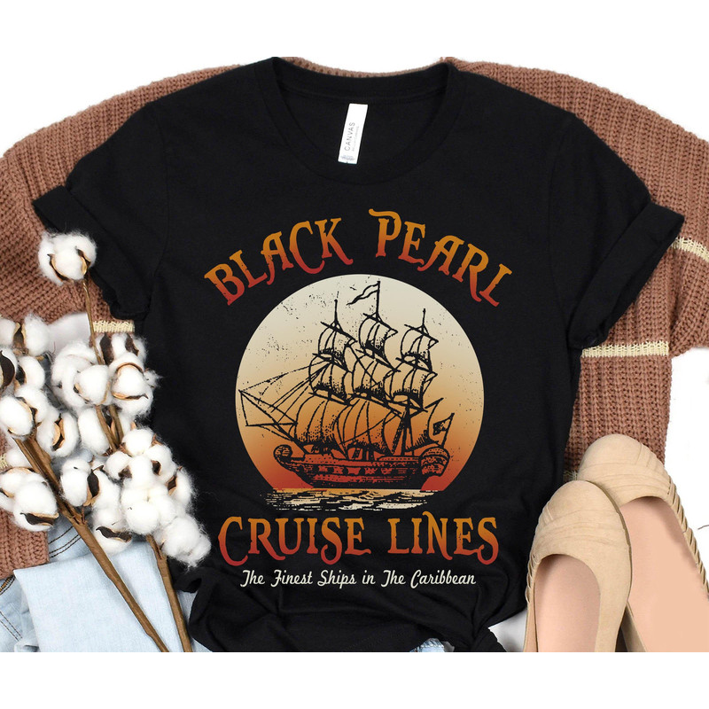 Retro Black Pearl Cruise Lines Shirt Pirates Of The Caribbean T-shirt Disney Vacation Tee Walt Disney World Disneyland Trip Outfits - 1.jpg