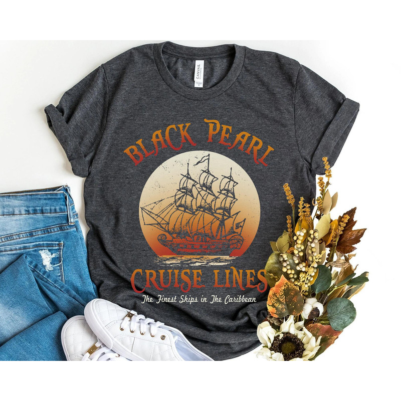 Retro Black Pearl Cruise Lines Shirt Pirates Of The Caribbean T-shirt Disney Vacation Tee Walt Disney World Disneyland Trip Outfits - 5.jpg