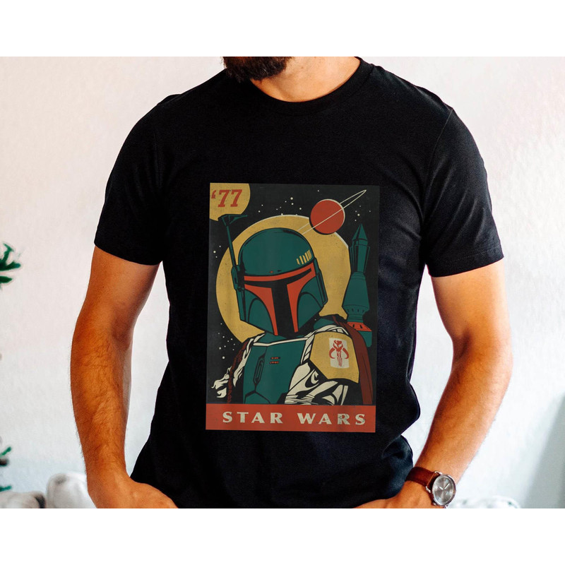 Retro Boba Fett Trading Card '77 Shirt Star Wars Day 2023 May the 4th T-shirt Galaxy's Edge Walt Disney World Disneyland Trip - 1.jpg