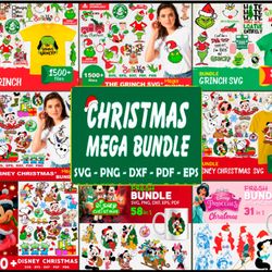 christmas mega bundle svg, grinch svg, disney christmas svg,disney christmas svg, grinchmas svg, christmas pattern svg,