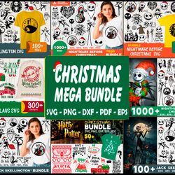 christmas mega bundle svg, christmas svg, skellington christmas svg, nightmare svg, harry potter christmas svg, santa cl
