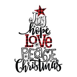 joy hope love peace christmas buffalo plaid christmas tree svg, christmas, christmas svg, silhouette svg files