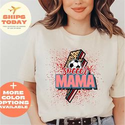 soccer shirt, leopard mom shirt, mothers day gift, mama gift tee, soccer shirt women, game day shirt, soccer mom lightni