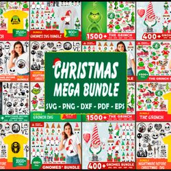 mega christmas bundle svg, grinch svg, christmas gnome svg, christmas skellington,disney christmas svg, grinchmas svg, c
