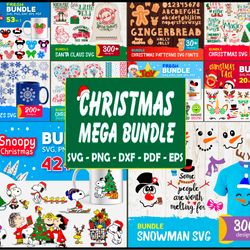 christmas mega bundle svg, christmas svg, snoopy christmas svg, snowman bundle svg, snowflake bundle svg, reindeer face