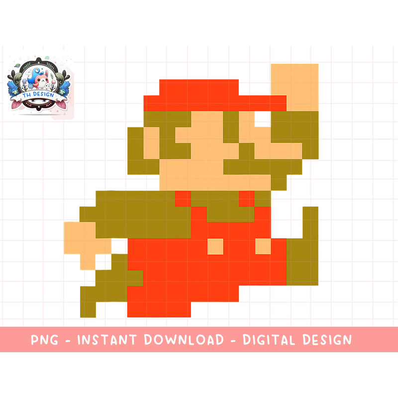 Nintendo Super Mario 8-bit Pixel Jump Graphic T-Shirt png, sublimation.jpg