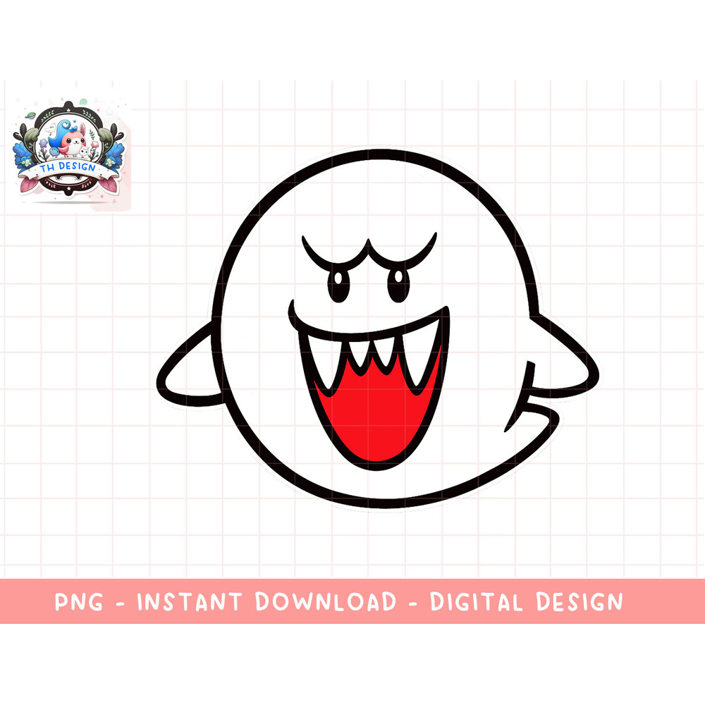 Nintendo Super Mario Boo Character Portrait Graphic T-Shirt png, sublimation.jpg