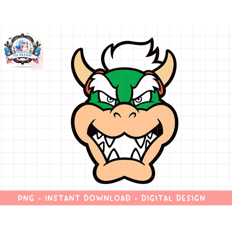Nintendo Super Mario Bowser Large Face Chest Portrait png, sublimation.jpg