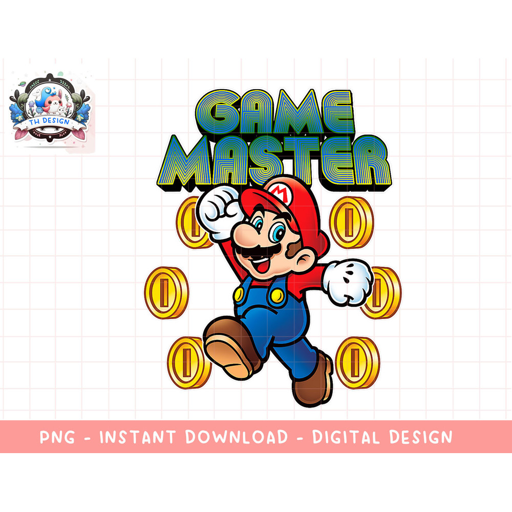 Nintendo Super Mario Game Master Coins Graphic T-Shirt png, sublimation.jpg