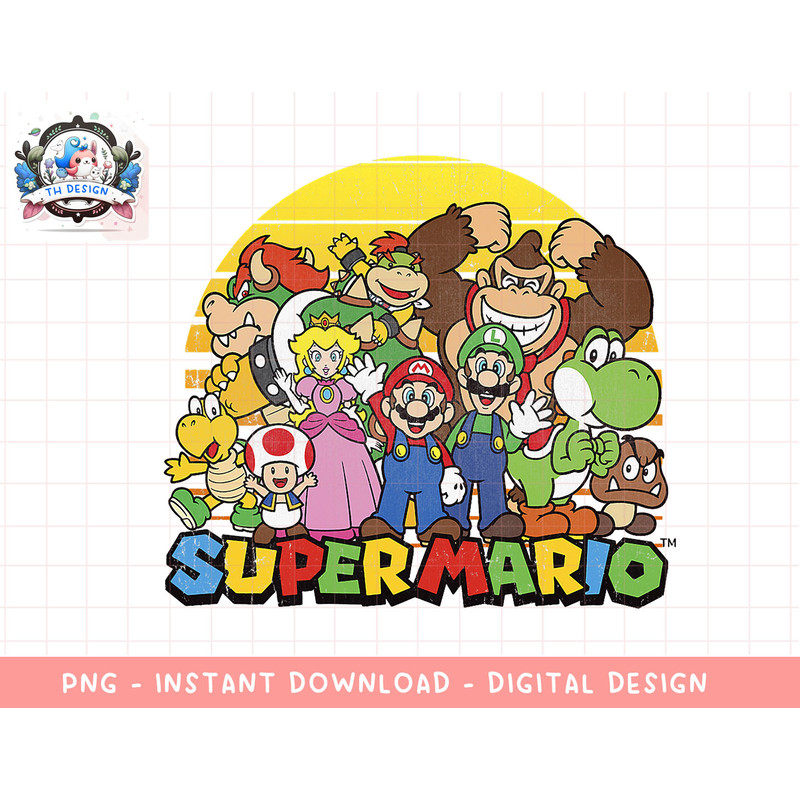 Nintendo Super Mario Group Portrait Vintage png, sublimation.jpg