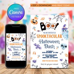 spooktacular halloween party invitation canva editable instant download