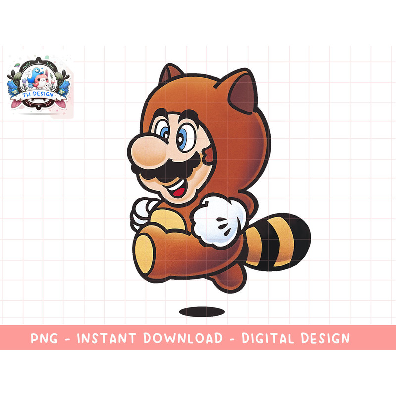 Nintendo Super Mario Tanooki Suit Jump Graphic T-Shirt png, sublimation.jpg