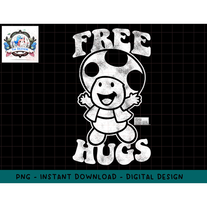 Nintendo Super Mario Toad Free Hugs Vintage Graphic T-Shirt png, sublimation.jpg