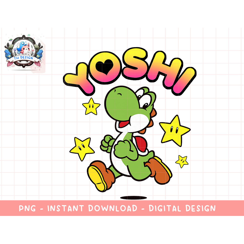 Nintendo Super Mario Yoshi Star Power Sprint Graphic T-Shirt png, sublimation.jpg