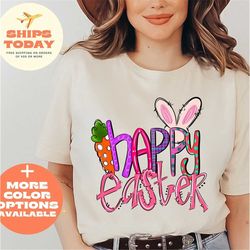 happy easter shirt, easter bunny shirt, easter day, easter matching shirt, easter shirt for woman, carrot shirt, easter