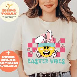 easter vibes shirt, easter shirt, bunny shirt, rabbit shirt, easter gift, easter tshirt, family shirt, retro easter bunn