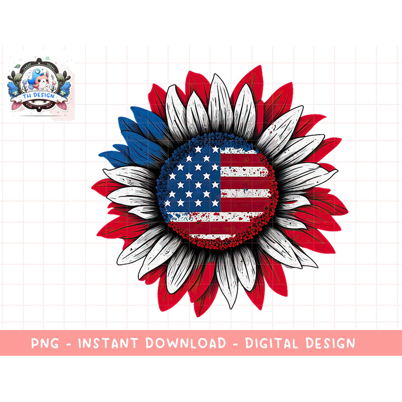 Patriotic Sunflower - American flag 4th of July png, sublimation.jpg