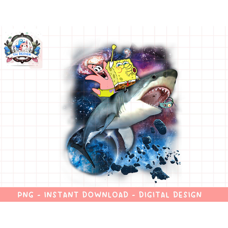 Spongebob SquarePants & Patrick Shark Riding png, sublimation.jpg