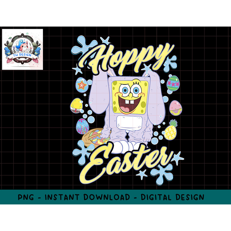 SpongeBob SquarePants Bunny Costume Hoppy Easter Poster png, sublimation.jpg