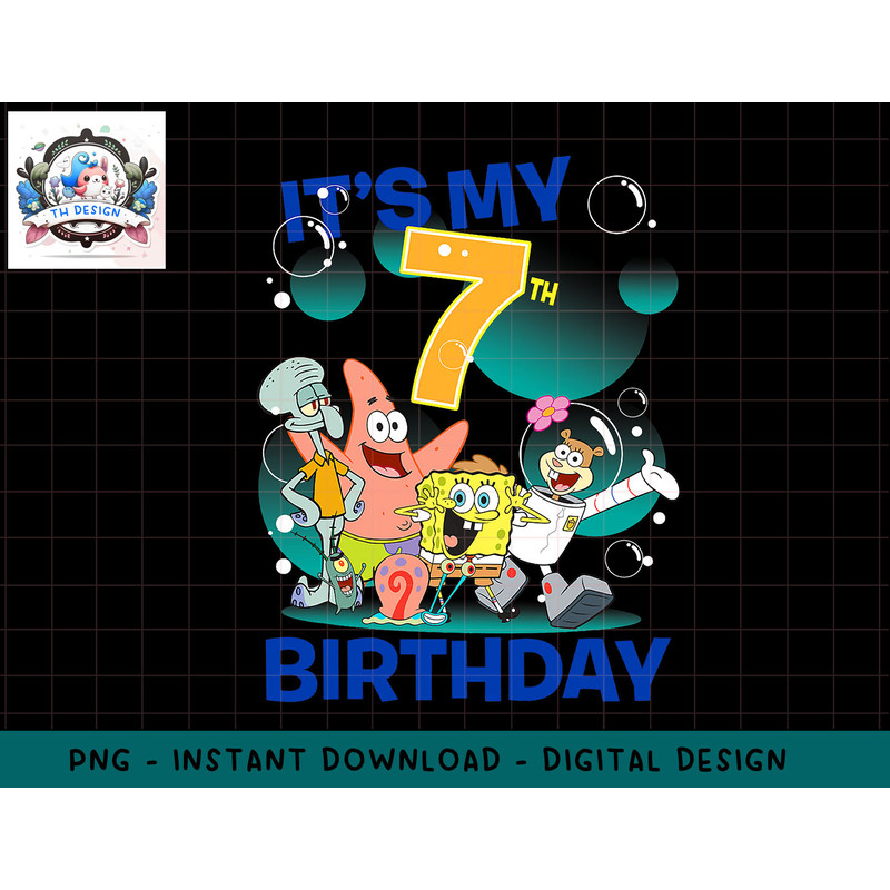 SpongeBob SquarePants Its My 7th Birthday Group Shot png, sublimation.jpg