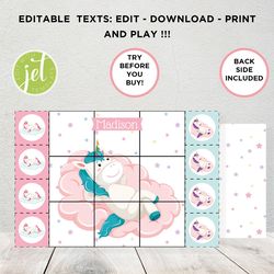unicorns tic tac toe,  tic tac toe, personalized games, printable party favors, unicorns  party favors