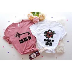 love lock & love key shirt, valentine's day shirt, matching shirts, love shirt, key to my heart shirt, couple shirts, hi